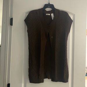 Women button front, mid length, color brown, size XL